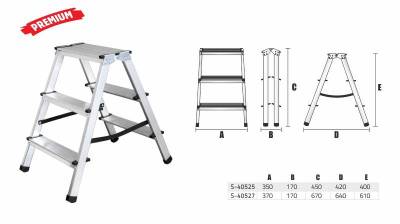 Drabina domowa dwustronna 150kg 2 x 3 stopnie (z podestem) ; 2,20 kg S-40527